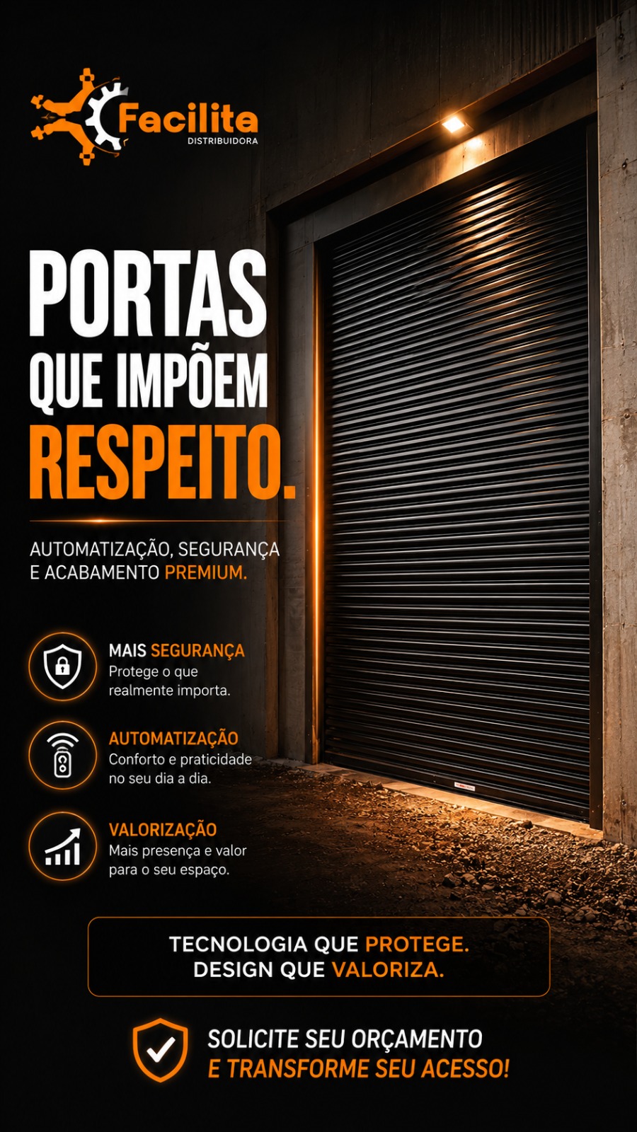 Portas que impõem respeito — visual noturno